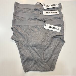 Steve Madden Women's Ribbed High-Waisted Brief Underwear set of 3 grey Large